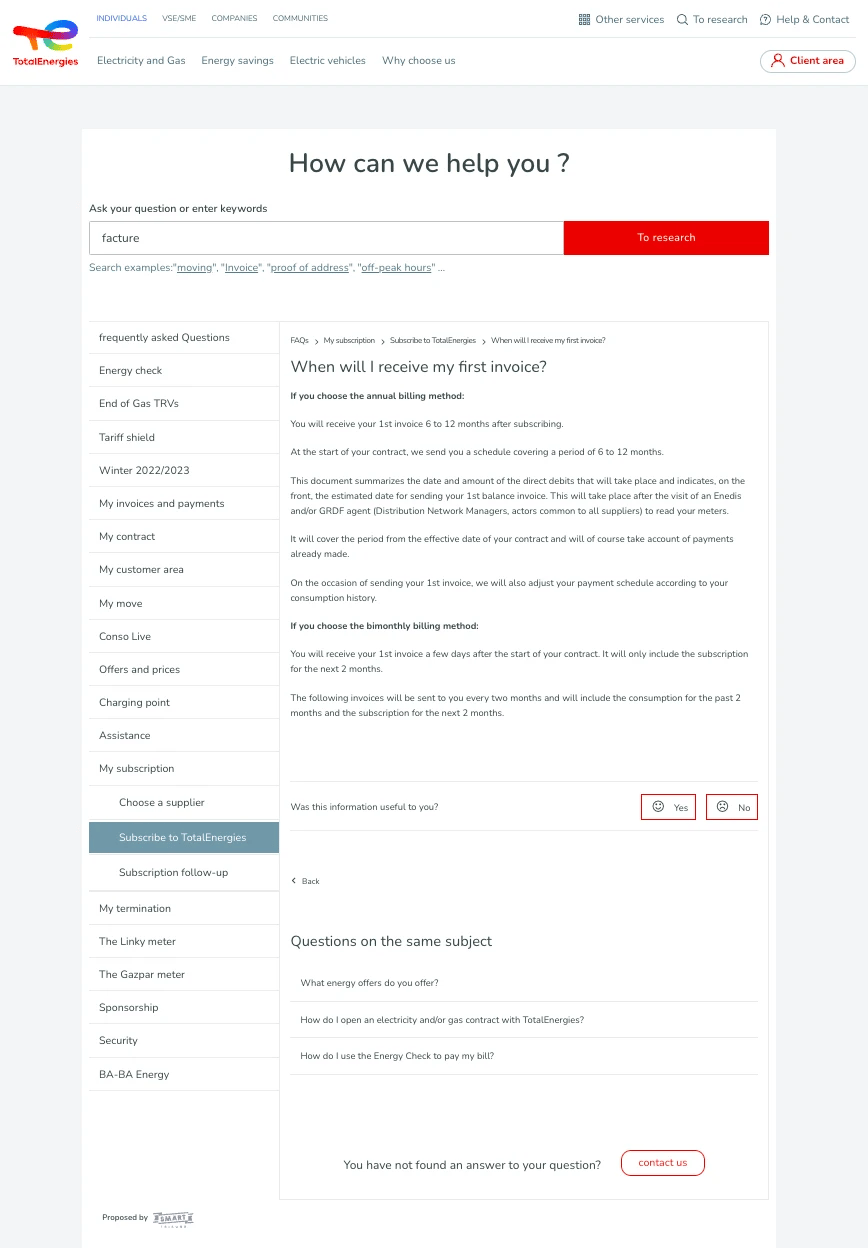 FAQ page example TotalEnergies 1