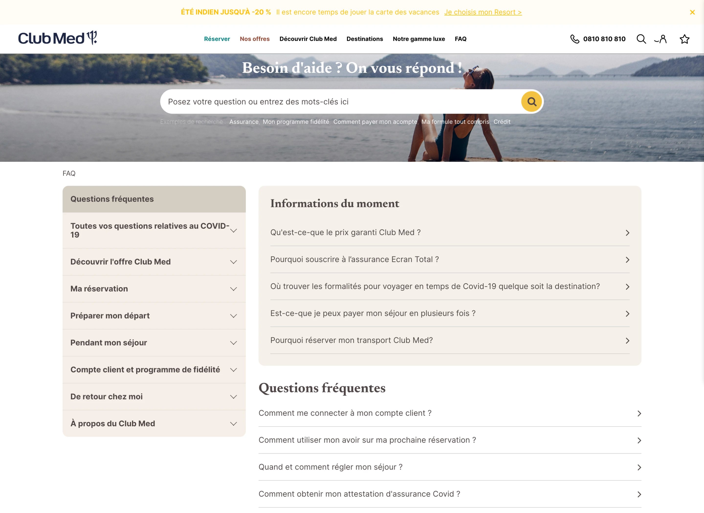 FAQ page example club med