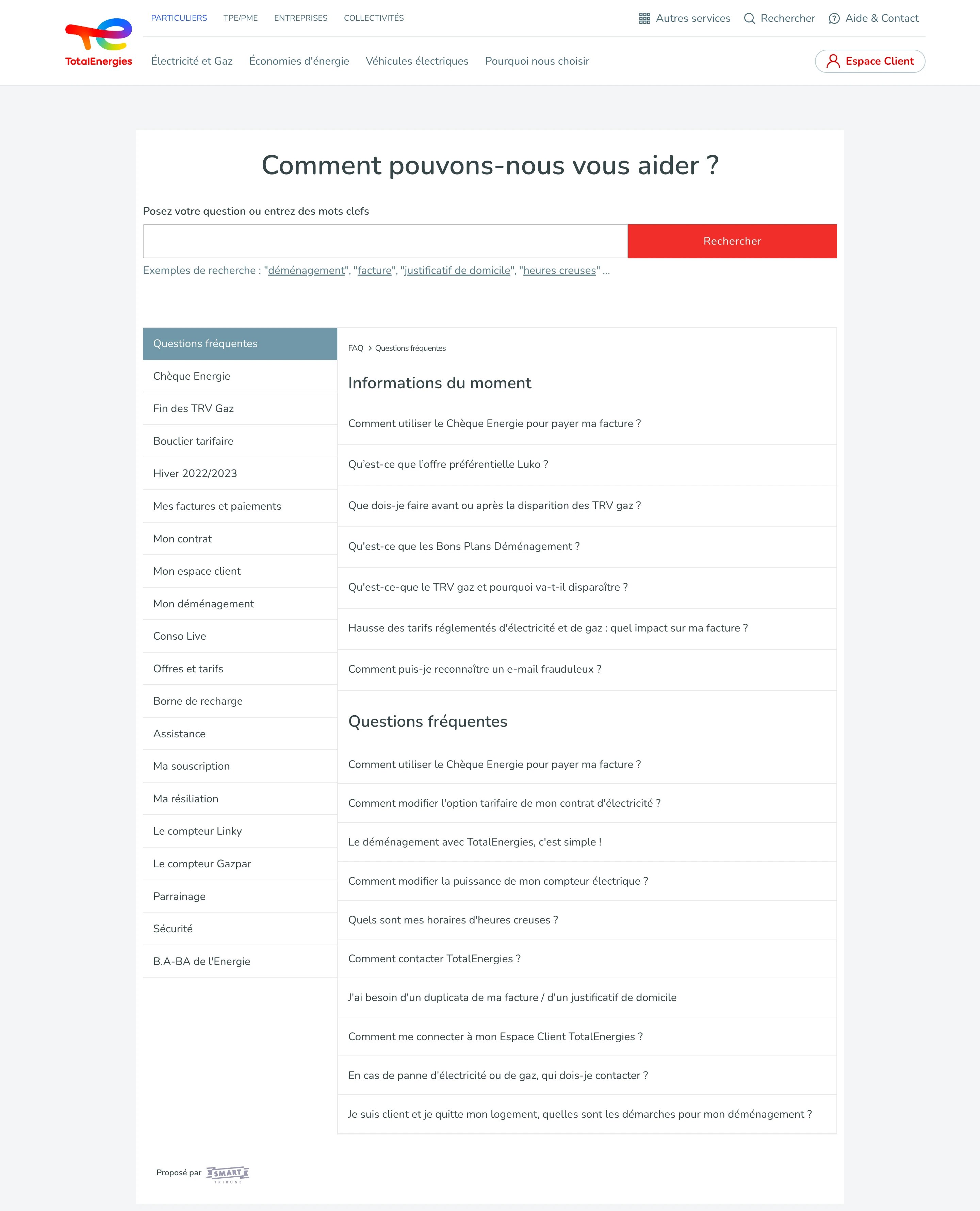 FAQ page example totalenergies faq