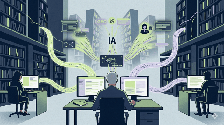 Conseiller service client consultant une base de connaissance structurée sur écran